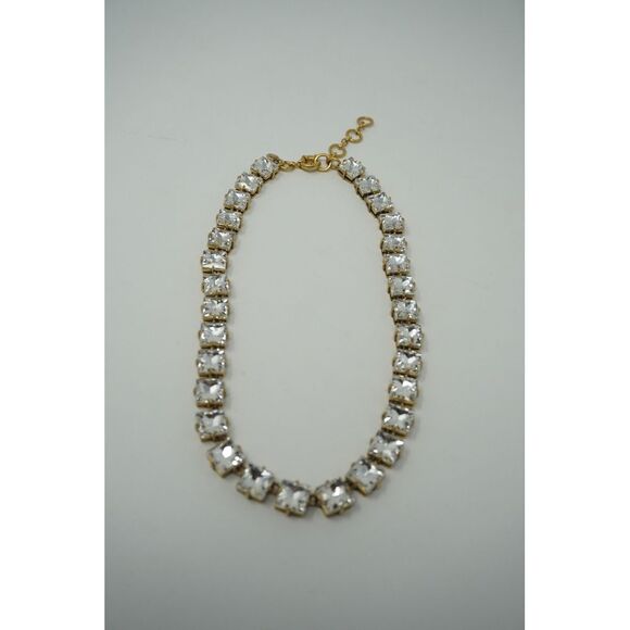 J. Crew Square-shaped Crystal Necklace set in Satin Gold Tone with Extender - Picture 5 of 6